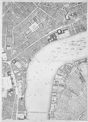 Karta över Covent Garden och Westminster, London, 1746